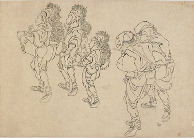 Løvedansen, slutningen af det 18.-begyndelsen af det 19. århundrede. af Katsushika Hokusai