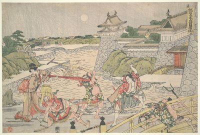The Loyal League of Fyrogfyrre R?in (Chushingura), akt III: Kampei angrebet af Bannai og hans mænd af Katsushika Hokusai