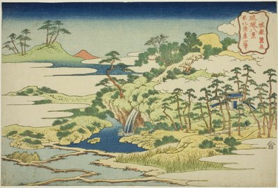 The Sacred Spring on Fortress Mountain (Jogaku reisen), fra serien "Eight Views of the Ryukyu Islands (Ryukyu hakkei)" af Katsushika Hokusai