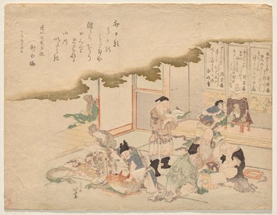 De syv gode guder (shichifuku-jin) fejrer det nye år af Katsushika Hokusai