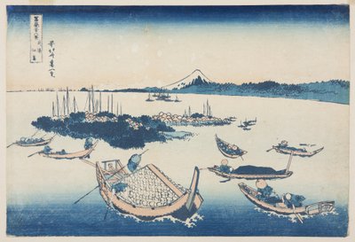 Tsukudajima "In Edo"-medlem Musashi P Lovinse (Part y? Tsukudajima) af Katsushika Hokusai