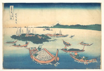 Tsukudajima i Musashi-provinsen (Buyō Tsukudajima), fra serien »De 36 udsigter over Fuji« (Fugaku sanjūrokkei) af Katsushika Hokusai