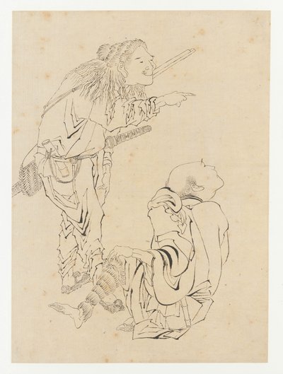 To jægere, Edo-periode, 1800-tallet. af Katsushika Hokusai
