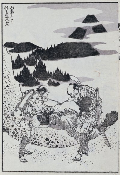 To mænd, fra en Manga (træbloktryk i farver) af Katsushika Hokusai