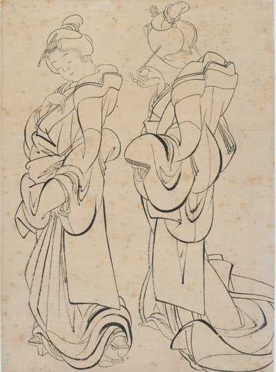 To kvinder, slutningen af det 18.-begyndelsen af det 19. århundrede. af Katsushika Hokusai