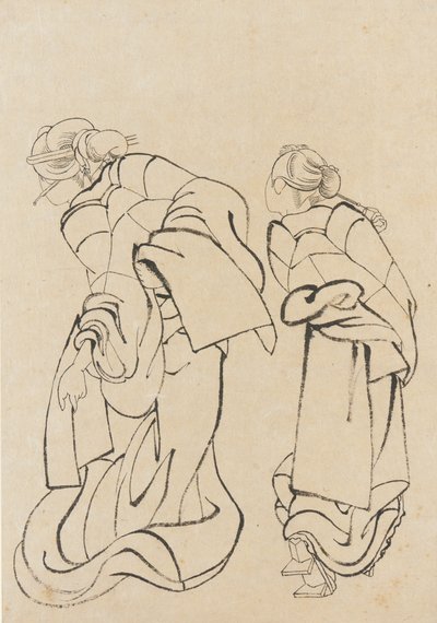 To kvinder, slutningen af det 18.-begyndelsen af det 19. århundrede. af Katsushika Hokusai