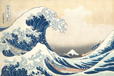 »Under bølgen ud for Kanagawa« (Kanagawa oki nami ura), også kendt som »Den store bølge«, fra serien »De 36 udsigter over Fuji« (Fugaku sanjūrokkei) af Katsushika Hokusai