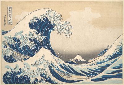 »Under bølgen ud for Kanagawa« (Kanagawa oki nami ura), også kaldet »Den store bølge«, fra serien »De 36 udsigter over Fuji« (Fugaku sanjūrokkei) af Katsushika Hokusai