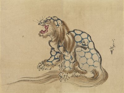 Uden titel, c. 1890 (træbloktryk, blæk og farve på papir) af Katsushika Hokusai
