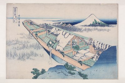 Ushibori i Hitachi-provinsen (Je?sh? Ushibori) (sort træbloktryk) af Katsushika Hokusai