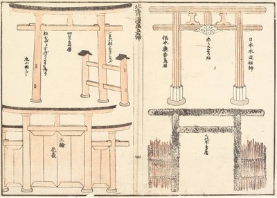 Forskellige typer torii-buer af Katsushika Hokusai