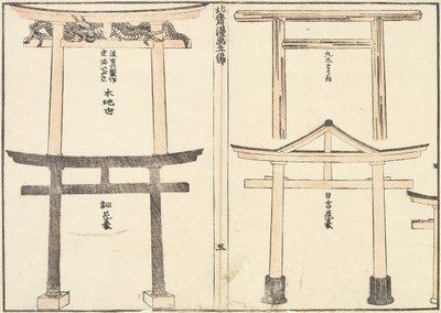 Forskellige typer af Torii-buer, 1816 af Katsushika Hokusai