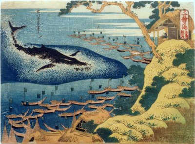Hvalfangst ud for Gotô-øerne af Katsushika Hokusai