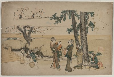 Kvinde passerer en butik i vejkanten i nærheden af Oji, begyndelsen af 1800-tallet. af Katsushika Hokusai