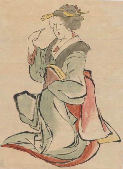 Kvinde vendt mod højre, vinkende, slutningen af det 18.-begyndelsen af det 19. århundrede. af Katsushika Hokusai