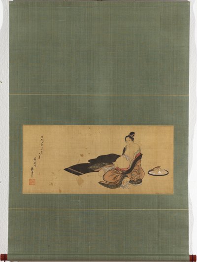 Kvinde, der skal føde, i usoigneret tøj Detalje af Katsushika Hokusai