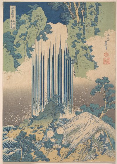 Yōrō-vandfaldet i Mino-provinsen (Mino no Yōrō no taki), fra serien »En rundrejse til vandfald i forskellige provinser« (Shokoku taki meguri) af Katsushika Hokusai