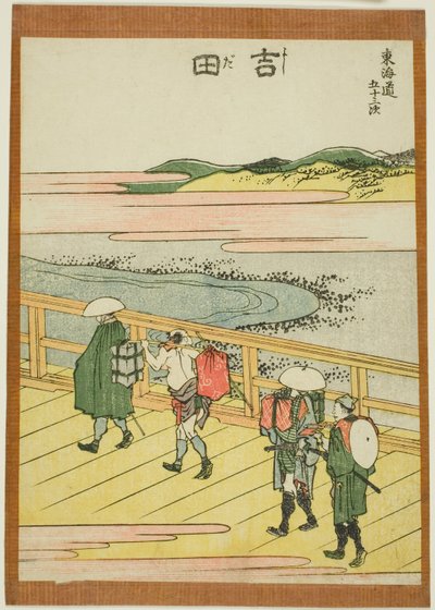Yoshida, fra serien "Fifty-three Stations of the Tokaido (Tokaido gojusan tsugi)" af Katsushika Hokusai