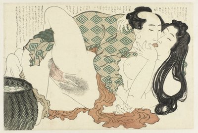 Kysser fisker og dykker Adonis-planten (serietitel) Fukujuso (serietitel) af Katsushika Hokusai