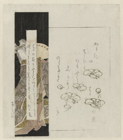 Hofdame holder en ventilator af Katsushika Hokutai