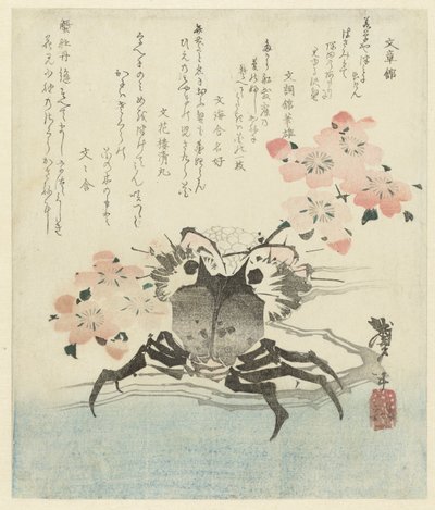 Krabbe med kirsebærblomst af Katsushika Taito II