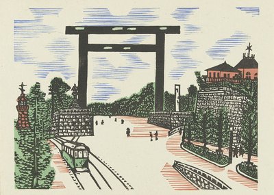 Kudan Torii torii f kudan herringen aan kyo Kyo Kaiko Zue af Kawakami Sumio
