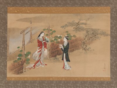 Aften ansigter Yugao-kapitlet fra The Tale of Genji Genji monogatari, 1700-tallet. af Kawamata Tsunemasa