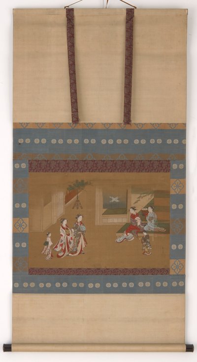 To yujo, der laver et nytår, kalder på to andre, 1700-tallet. af Kawamata Tsunemasa