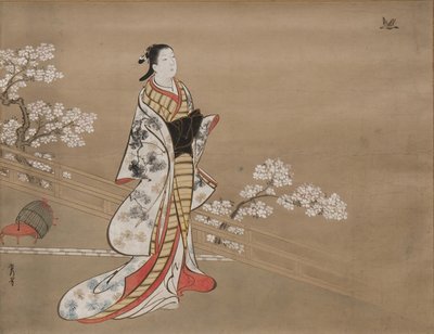 Parodi på Murasaki, fra Lavendel Wakamurasaki, kapitel 5 i Fortællingen om Genji, 1700-tallet. af Kawamata Tsuneyuki