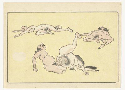 Parrer mand og kvinde The Big Tail (serietitel) af Kawanabe Kyosai