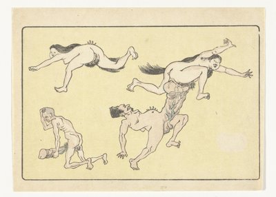 Parrer mand og kvinde The Big Tail (serietitel) af Kawanabe Kyosai