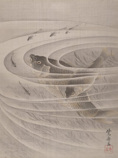 Fish in a Whirlpool, ca. 1887. af Kawanabe Kyosai