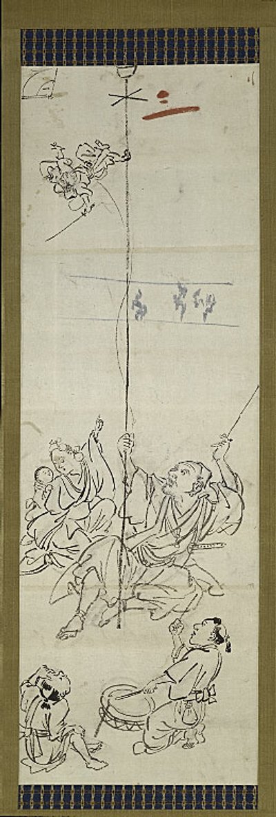 Monkey Trainer, en af seks skitser af Kawanabe Kyosai