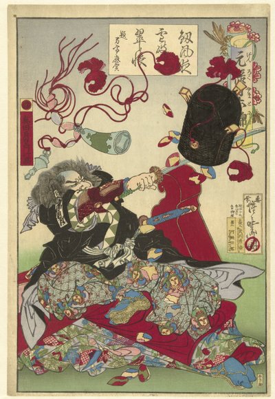 Okuda Samon Yukitaka Genroku-periode i Japan Genroku Yamato Nishiki af Kawanabe Kyosai