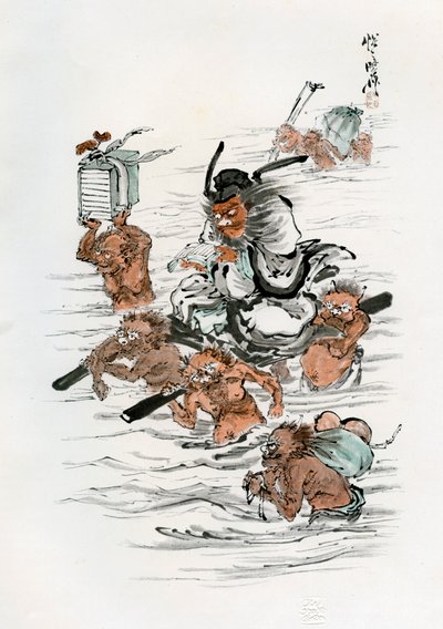 Shoki og ledsagende dæmoner, 1898. af Kawanabe Kyosai