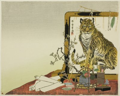 Stående skærm (Tsuitate) af en tiger af Kawanabe Kyosai