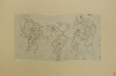 Tre Kyogen-dansere, slutningen af det 19. århundrede. af Kawanabe Kyosai
