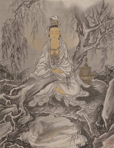 Kannon med hvid kappe, ca. 1887. af Kawanabe Kyosai