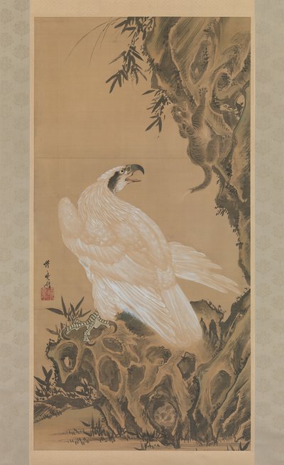 White Eagle Eyeing a Mountain Lion, 1885. af Kawanabe Kyosai