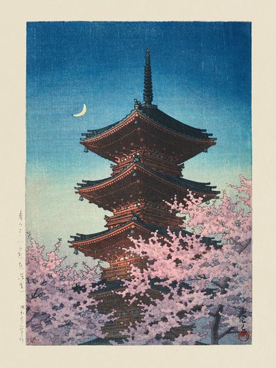 Haru No Yu, Ueno Toshogu (En forårsaften ved Toshogu i Ueno) (1948) af Kawase Hasui