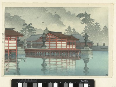 Miyajima i de mi st Kiri no Miyajima af Kawase Hasui