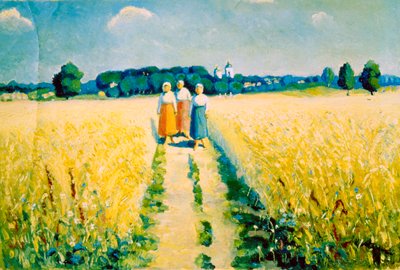 Tre kvinder på vej, efter 1927 af Kazimir Severinovich Malevich