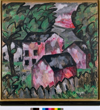 Landskab med røde huse Maleri af Kazimir Severinovich Malevich (Malevich, Malevich) (1878-1935) Søn 107x106 cm 1910 Sun Kunstmuseum Bale af Kazimir Severinovich Malevich