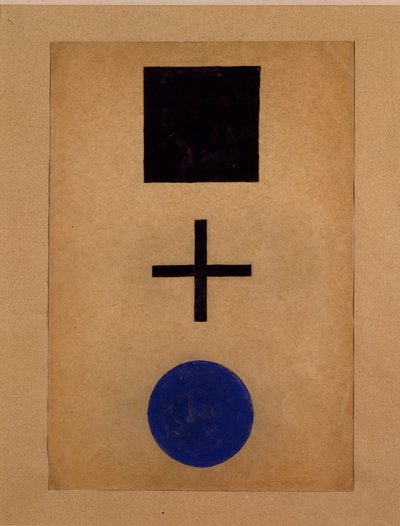 Suprematisme: firkant, kors, cirkel Gouache-maleri af Kazimir Malevich (Malevich, Malevich) (1878-1935) 1919-1920 Privat samling af Kazimir Severinovich Malevich
