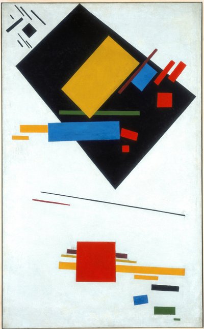 Suprematistisk maleri, sort trapez og rød firkant, 1915 af Kazimir Severinovich Malevich