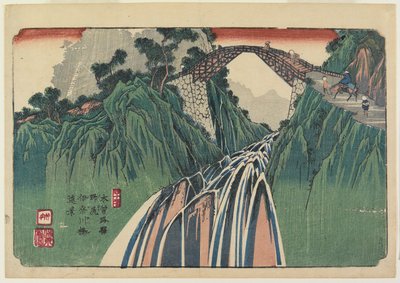 Nr. 41, Nojiri: Fjernsyn over Ina River Bridge, 1835-38 af Keisai Eisen