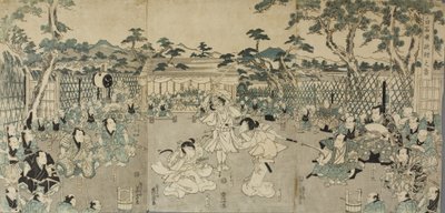Søstre, der hævner deres fars død; fra kabuki-stykket „Shiraishi“ af Keisai Eisen