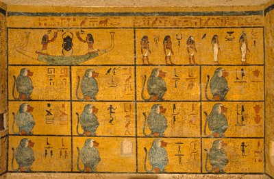 Bavianer, vægmaleri i Kong Tutankhamons grav; KV52, Kongernes Dal, Theben..., 2003 (foto) af Kenneth Garrett
