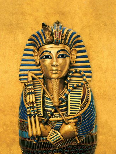 Sammensat illustration af kiste til Tutankhamons indvolde; Tutankhamon; Exh..., 2009 (foto) af Kenneth Garrett