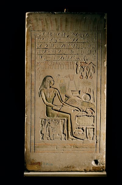 Kalkstensstele af Lady Senetities, Egyptian Museum, Cairo, 2002 (foto) af Kenneth Garrett